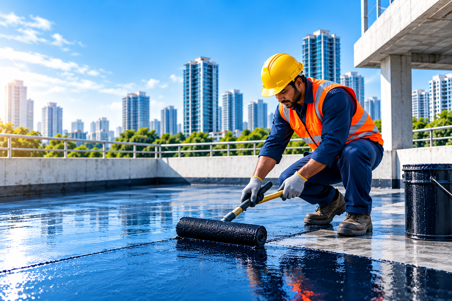 Professional construction waterproofing application